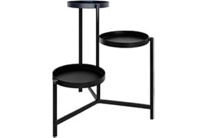 Acomoda Textil – Soporte para Plantas de Metal 3 niveles para Recibidor, Sala de Estar, Balcón y Terraza. Mueble para Macetas Negro para Interior y Exterior Decorativo y Resistente (36x32x58 cm)