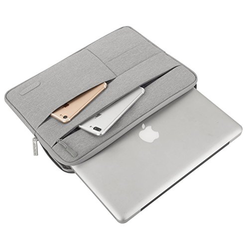 MOSISO Laptop Hülse, Multifunktionssegeltuch Gewebe Kasten Beutel Abdeckung für 12.9 iPad Pro / 13-13.3 Zoll MacBook Air / MacBook Pro / Laptop, Hellgrau - 5