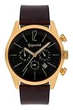 Gigandet Herren-Chronograph Quarz Analog mit Lederarmband Braun Art Deco G13-003