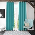 Kuber Industries Set of 2 100% Darkening Black Out Curtain I 7 Feet Door Curtain I Insulated Heavy Polyester Solid Curtain|Drapes with 8 Eyelet for Home & Office (Aqua)