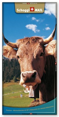 Preisvergleich Produktbild Grusskarte & Schweizer Premium Schokolade, Postkarte - Kuh