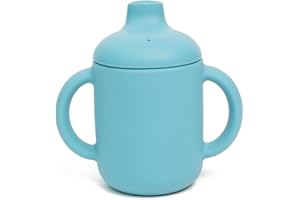 SELLA PRODUCTS Silicone Sippy Cup | 120ml | 100% Non-Toxic Food Grade Silicone | BPA and PVC Free | Double Handle | Leak Proof Lid | Baby Weaning Cup for Hot and Cold Drinks (Light Blue)