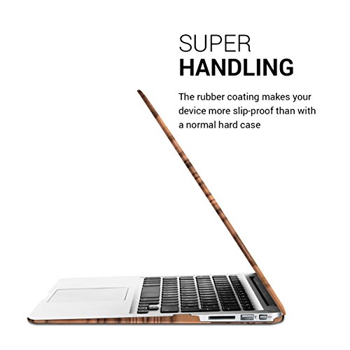 kwmobile Hardcase Laptop Hülle für Apple MacBook Air 13″ (ab Mitte 2011) – Holz Maserung Design Braun dünne gummierte Schutzhülle Cover Case Tasche - 3