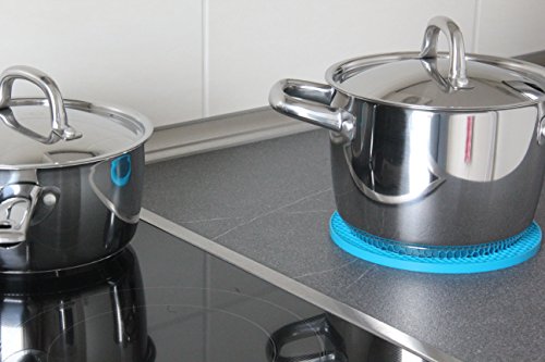 Oxid7® Topfuntersetzer Topflappen 4er Set Silikon hitzebeständig bis zu 230°C spülmaschinenfest bunt (Blau, Rot, Grün und Orange) - 5