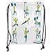Produktbild ZKHTO Drawstring Sack Backpacks Bags,Fitness,Set of Icon Showing Different Gym Activity Weightlifting Equipment Decorative,Sky Blue Apple Green White Soft Satin,5 Liter Capacity,Adjustable St