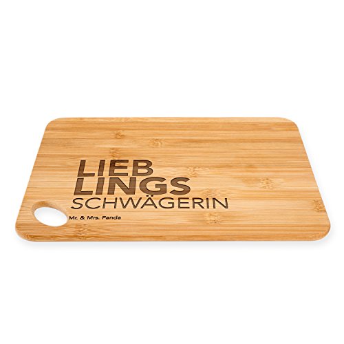 Mr. & Mrs. Panda Bambus – Schneidebrett Beste Schwägerin der Welt – 100% mit Liebe handgefertigt – Geschenk Geschenkidee Danke Dankeschön Anhänger Bedanken Geburtstag Weihnachten Jubiläum Valentinstag Schenken Liebe Danke Liebesgeschenk - 2