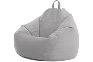 Highdi Pouf Poltrona Sacco Velluto a Coste, Bambini & Adulti Bean Bag Fodera per Sacco di Fagioli per Decorazione della Soggiorno Camera, Senza Ripieno (100x120cm,Grigio Chiaro)