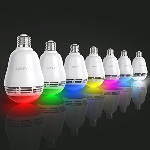 AUKEY Bluetooth Lautsprecher und LED Glühbirne mit Fernbedienung, 12W, dimmbare RGB Lampe für entspannten Musikgenuß, Memory-Funktion, 650LM, E27 Fassung Weiß (LT-BS1) - 4