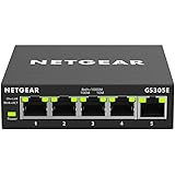 NETGEAR Switch Ethernet Plus 5 Porte GS305E – Supporto VLAN, QoS, Switch Gigabit per Ufficio, Funzionamento Silenzioso, Monta