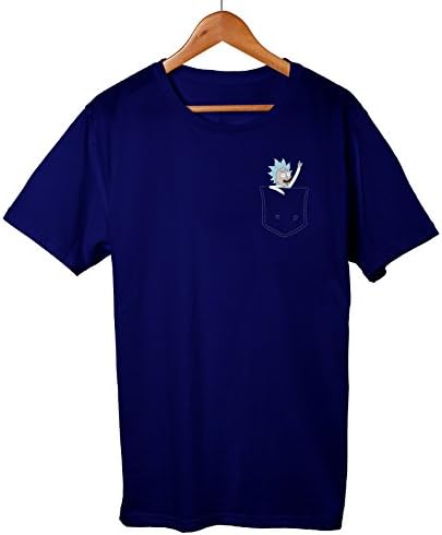 Tiny Rick Pocket T-Shirt Rick &amp; Morty Comedy Shirt Navy Medium