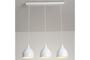 MENGJAY TRADE Retro plafoniere,lampada a sospensione industriale a 3 fiamme,moderna lampada a sospensione in metallo, lampada da tavolo da pranzo, lampada a sospensione da soggiorno con presa E27 (Bianca)