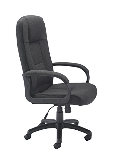 Office Hippo Dynamo Executive High Back Fabric Office Chair With Upholstered Arms - Charcoal