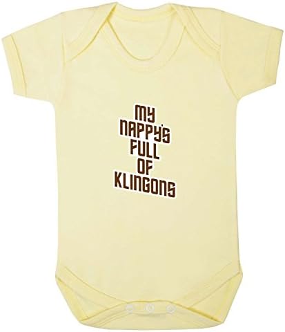 My Nappy's Full of Klingons Babygrow. 3-6 Months. Lemon Yellow