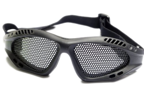 Preisvergleich Produktbild Softair Schutzbrille mit Gitterschutz Schwarz