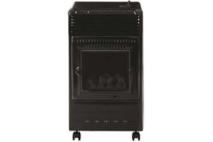 FAVEX - Chauffage d'appoint à gaz Ektor Fire - Intérieur - Brûleur Inox Infra Bleu effet feu de cheminée - 3 Puissances de Chauffe -jusqu'à 35 m² - Noir