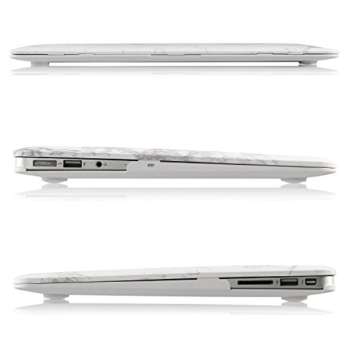 iDOO MacBook Schutzhülle / Hard Case Cover Laptop Hülle [Für MacBook Air 13 Zoll: A1369/A1466] – matt, weißer Marmor - 3