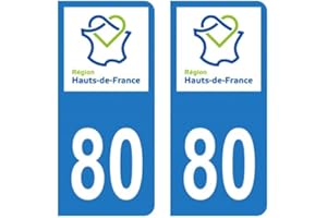 HADEXIA Autocollant Stickers plaque immatriculation voiture auto département 80 Somme Logo Région Hauts-de-France