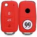 Produktbild kwmobile Autoschlüssel Hülle für VW Skoda Seat - Silikon Schutzhülle Schlüsselhülle Cover für VW Skoda Seat 3-Tasten Autoschlüssel Schwarz Weiß Rot