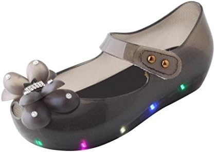 Kids Girls Toddler LED Light Up Flat Jelly Shoes Cute Ribbon Bow Princess Sandals Shoes Size