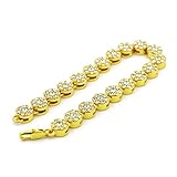 TAOtTAO Hip Hop Herren Armband Serie Strass Armband Kette Bling Kristall Armband (Gold)