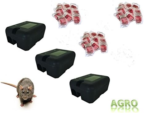 Rat &amp; Mouse Poison bait Kit - 3 professional boxes, 50 sachets of poison