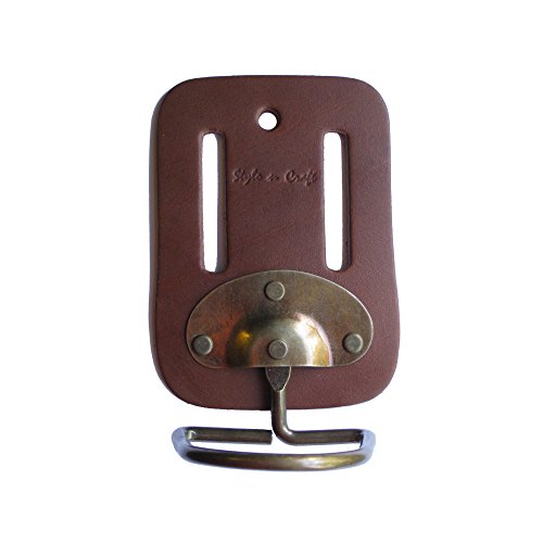 Style n Craft Swivel Hammer Holder, Full-Grain Leather Hammer Holder for Tool Belt, Compatible with All Types of Hammers, Dark Tan (98007)