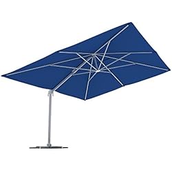 paramondo Parapenda Parasol à mât excentré| Parasol déporté pour Jardin| 4x3m (rectangulaire/Bleu) / Compris l'armature et Le Pied forant(Blanc)