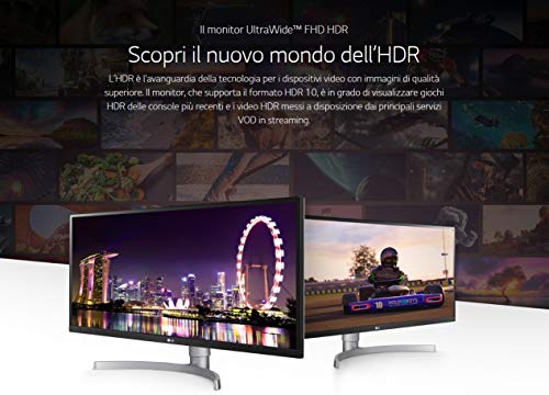 LG Electronics 34WK650-W - LG 34WK650-W - Monitor Ultrawide de 34   IPS LED  2560 x 1080 Pixels  5 ms  Brillo 300  HDR 10  Ultra Wide 21  9  Das  Free Sync  Blanco y Negro con Soporte Plateado