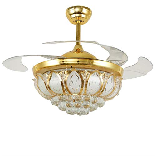 Haodan electronics candelabro 42"Luz de Ventilador de Techo Luz de Techo Moderna Control Remoto Aspas retráctiles Sala de Estar Dormitorio Restaurante Luz LED Oro