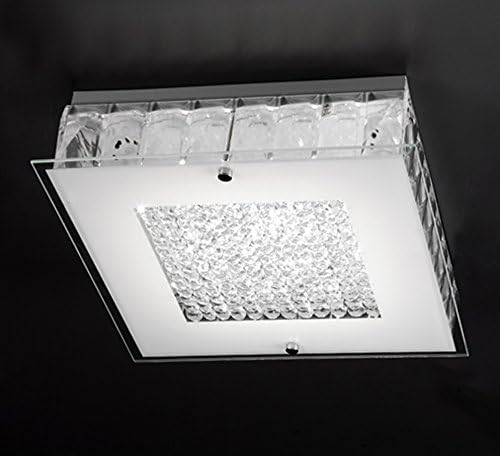 ONLI - Ceiling light lamp Orion, squared shape, modern and elegant style with crystal decor in the middle. LED 4000K .Ideal for Bedroom, hallway, living room, kitchen, dining room (30 x 30cm 13W)