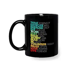 Alexus Think Positively Network Well Best Quote Coffee Gift for Child Friends Cousins Brother Sister Children Kid Boy Girl on Birthday Ceramic Coffee Mug