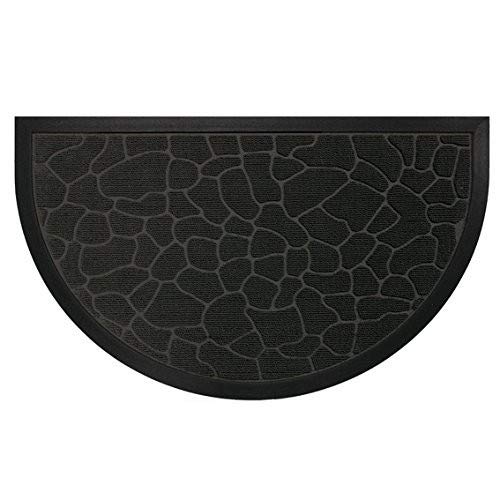 Deco Tapis   - 1740257, Tapete Entrada Media Luna, 45 X 75 Cm, Demi,Lune Galets, Alfombra De Entrada, Negro