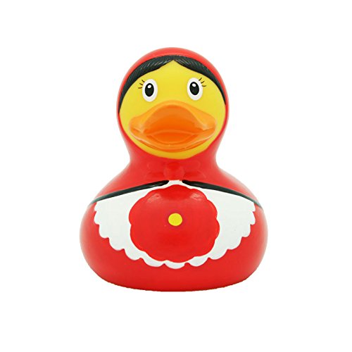 Preisvergleich Produktbild Quietscheente Babuschka Ente, Rot, Gummiente, Quietscheentchen, Badeente, Quietsch Ente, Sammelfigur, Gummi Bade Spielzeug, LiLaLu, 1950