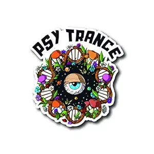 ISEE 360 PSY Trance Printed Stickers for All Laptops Bike Visor Car Water Bottle Books Scrapbook Helmet Mobile Boys Girls Kids Office Small Stickers L X H 6.5 X 7 CMS