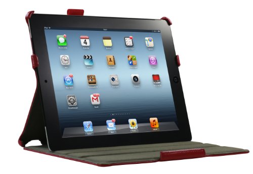 iPad 4 Hülle & iPad 3 Hülle | Smart Cover aufstellbar | Handschlaufe & Stylus-Halterung Luxus Leder für Apple Tablet 9 7 Zoll | Original Adento Marken-Design | Rot - 4