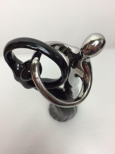 Gilde Skulptur Paar Circle Tanz Zusammenhalt Platin Schwarz ca 28 cm Nr 30571 - 6