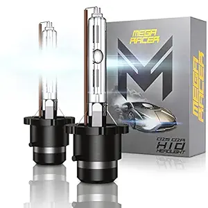 Mega Racer D2S Bulb 8000K Ice Blue D2S/D2R Xenon HID Bulbs for Low Beam High Beam Replacement Bulbs, 35W Metal Stents Base 12V IP68 Waterproof, Pack of 2