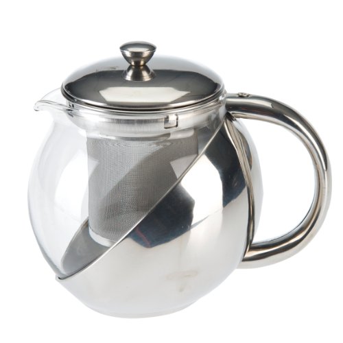 axentia Teekanne mit Siebeinsatz, Teebereiter aus Glas, Glaskanne mit Deckel, Teesieb aus Edelstahl, Teekrug mit hitzeresistenten Borosilikatglas, Teekrug mit Deckel und Griff, Teekocher mit einem Füllvolumen ca. 1,20 l