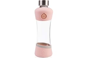 Equa SQ AC P Active Peach Bouteille en Verre Borosilicate avec Housse en Silicone 0,55 l, SW10268