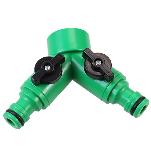 BESTOMZ Doppel-Auslaufhahn Kugelauslaufventil 2-Wege Verteiler Garten Schlauch Wasserhahn Adapter Set mit - 7