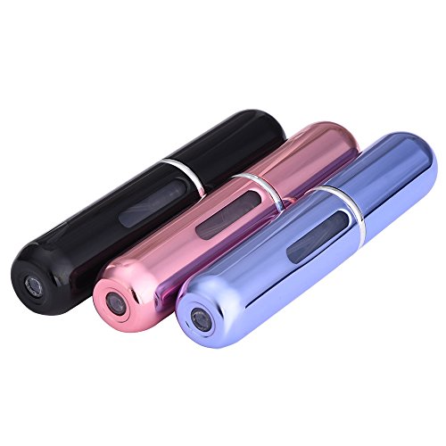 Mudder Travel Refillable Mini Perfume Atomizer Bottle Spray 6 ml, Set of 3 (Black, Blue and Pink)