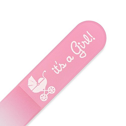 Ein Baby-Nagelfeile mit abgerundeten Ende. Premium Qualität, echtes tschechisches Kristallglas. Der sicherste Weg, um die Nägel eines Neugeborenen kurz und glatt zu halten. Ein ideales Geschenk für neue Eltern. Vervollkommnen Sie für eine Babyparty. Grün „Welcome Baby!“ Entwurf. Präsentiert in einer Schutzhülle und freie Organza Geschenk Tasche. - 6