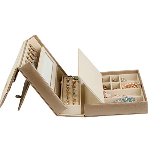 Preisvergleich Produktbild Schmuckkästchen Koffer und Aufbewahrung Reise Schmuckschatulle Tragbare Multifunktionale Schmuckschatulle Tasche Ring Ohrstecker Schmuckbeutel Geeignet für Züge, Hotels, Reisen ( Farbe : Gold )