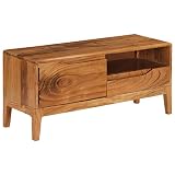 Este mueble de madera para la TV emana un toque encanto rústico y será un gran añadido para su decoración interior.