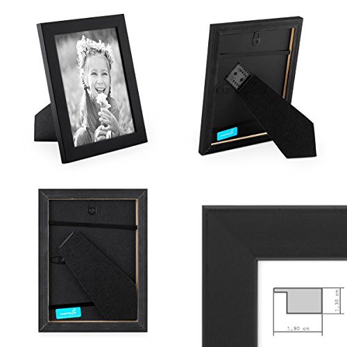 Bilderrahmen 15×15 cm Schwarz Modern Massivholz-Rahmen mit Glasscheibe und Zubehör / Fotorahmen - 2