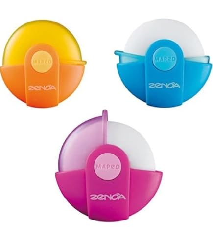 Maped Zenoa Plus Round Eraser With Rotating Case - Phthalate & PVC Free, Pastel Pink