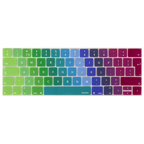 MOSISO Tastatur Haut Abdeckung für neueste MacBook Pro 13 / 15 Zoll Touch bar Modelle (A1706 und A1707, Freigabe Okt 2016), das englische Alphabet auf Tastaturmembran, Regenbogen