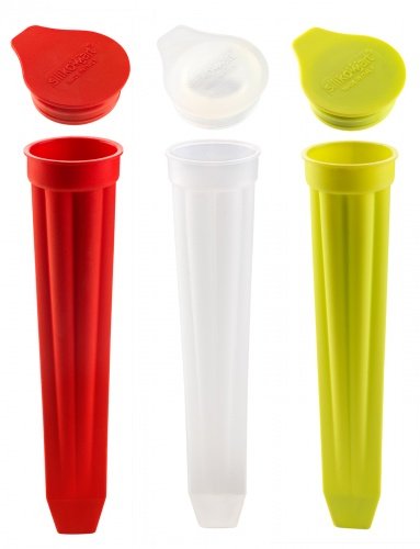 WOWOOO - Stampi in silicone per ghiaccioli Calippo, set di 3 pezzi, prodotto in Italia da Silkomart, colore: Rosso/Bianco/Verde