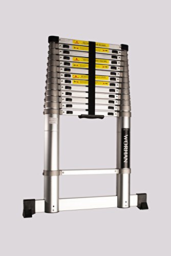WORHAN® 4.4M TELESKOPLEITER MIT ALUMINIUMRINGEN ALULEITER ANLEGELEITER ALU TELESKOP LEITER MULTIFUNKTIONS LEITER MIT STABILISIERUNG 1AK4.4 (..4.4m) - 3