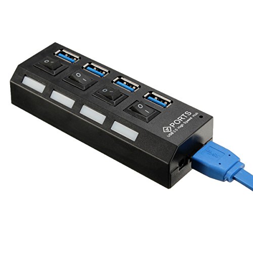 ONCHOICE USB 3.0 4Port Hub mit Schalter mit USB 3.0-Kabel für Desktop-Laptop Schwarz - 3